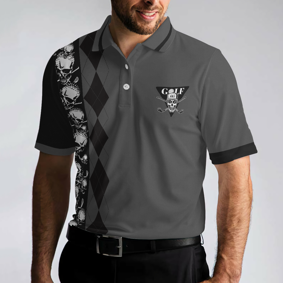 Tee It High Let It Fly Polo Shirt, Skull Play Golf Short Sleeve Men Polo Shirt - Perfect Gift For Men, Golfers