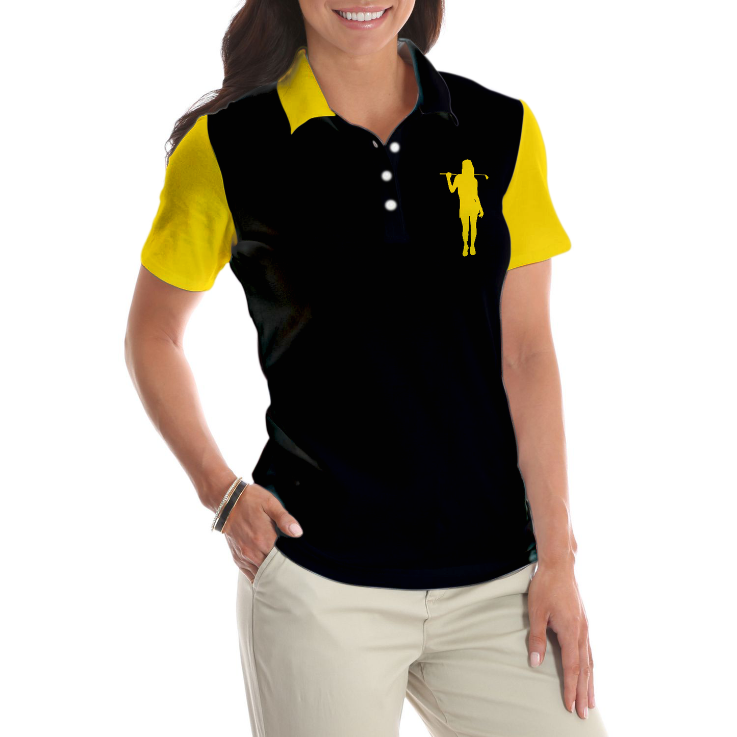 Definition Of Golf Girl Golf Short Sleeve Women Polo Shirt, Black And Yellow Golf Shirt For Ladies, Polo Shirt Gift For Women, Gift For Women Golfers