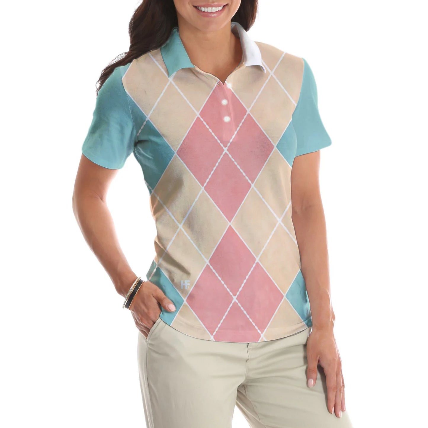Plaid Pattern Bowling Polo Shirt, Just A Girl Who Loves Bowling Short Sleeve Polo Shirt For Female Bowlers