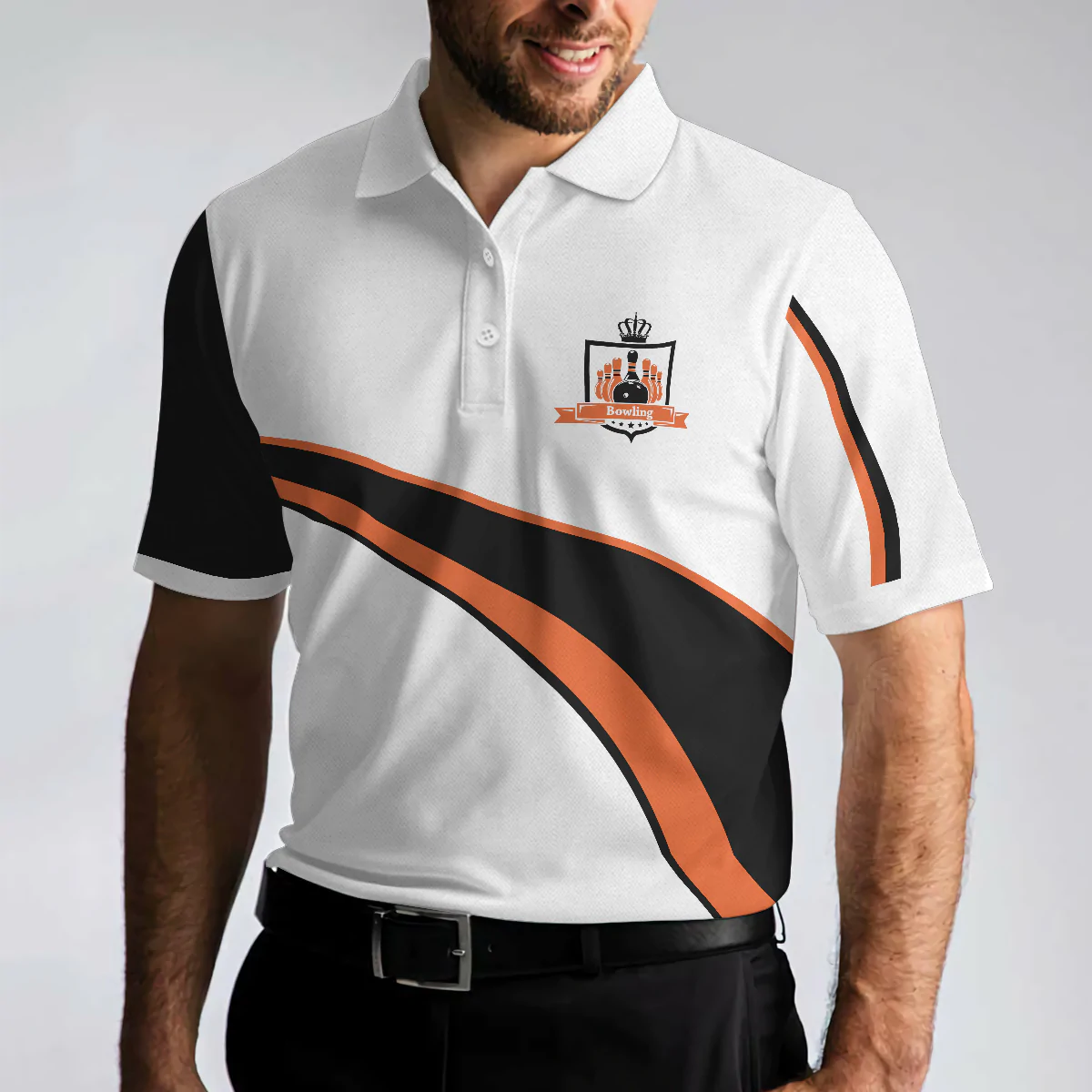 White Bowling Short Sleeve Men Polo Shirt, Incredi Bowl Bowling Polo Shirt For Men, Cool Gift For Male