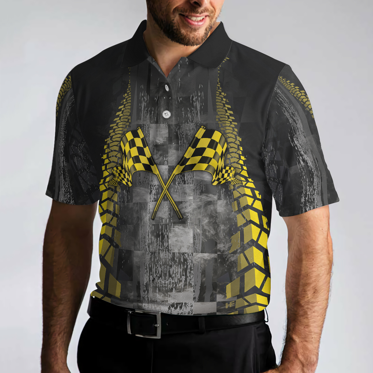 Catch You At The End Racing Short Sleeve Polo Shirt, Checker Pattern Race Polo Shirt, Best Racer Shirt For Men, Polo Shirt Gift For Men, Best Gift For Men Golfers