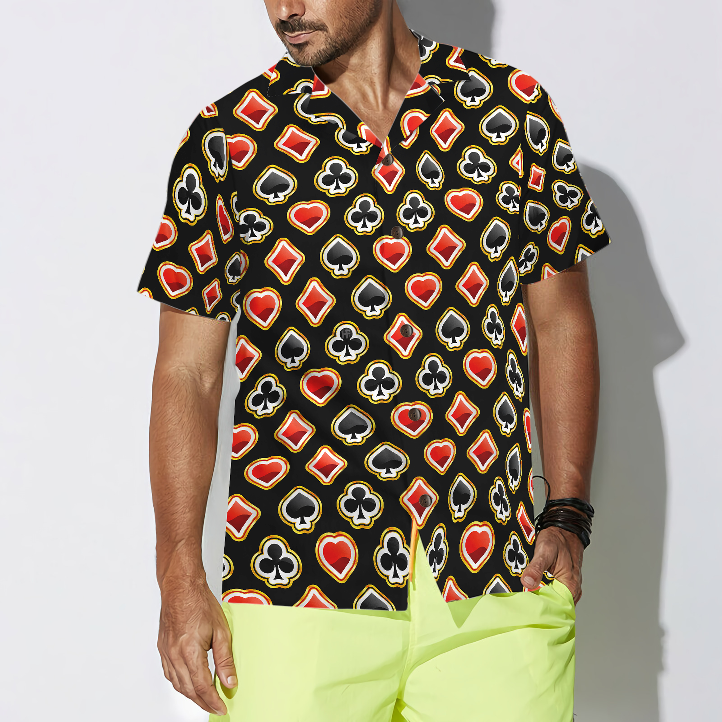 Casino Poker Black Background Hawaiian Shirt, Best Gift For Husband, Wife, Boyfriend, Girlfriend, Friend, Family