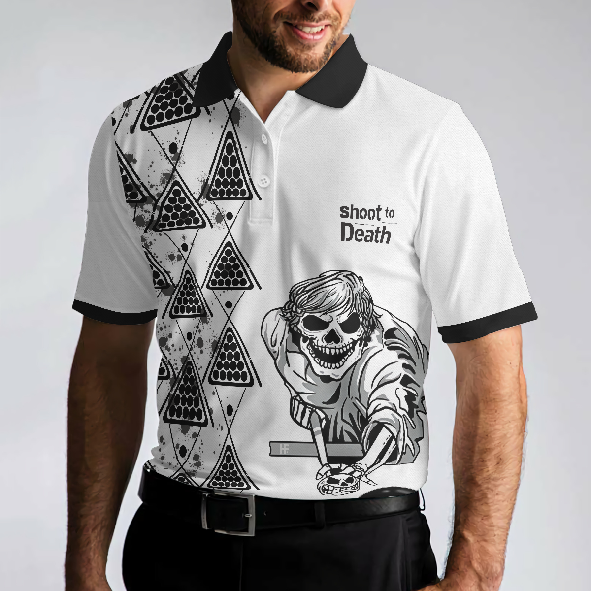 Men Polo Shirt - Billiards To Death Burry Me With Billiards Club Polo Shirt, Cool Skull Polo Shirt Design For Billiards Lovers
