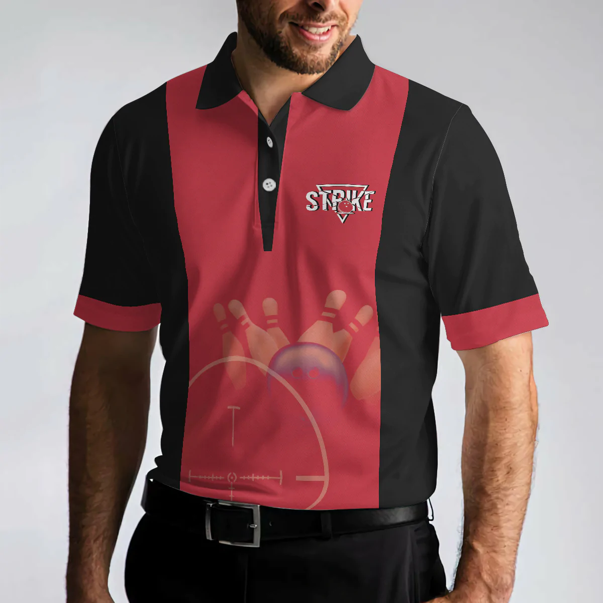 Bowling Men Polo Shirt - Black And Red Bowling Style, Kinda Busy Right Now Bowling Polo Shirt - Perfect Gift For Friend, Family, Bowling Lovers