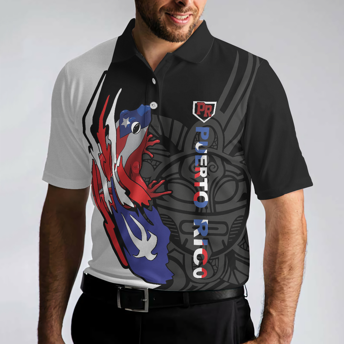 Coqui Puerto Rico Flag Polo Shirt, USA Shirt With Puerto Rico Flag, Puerto Rico State USA Shirt For Men And Women