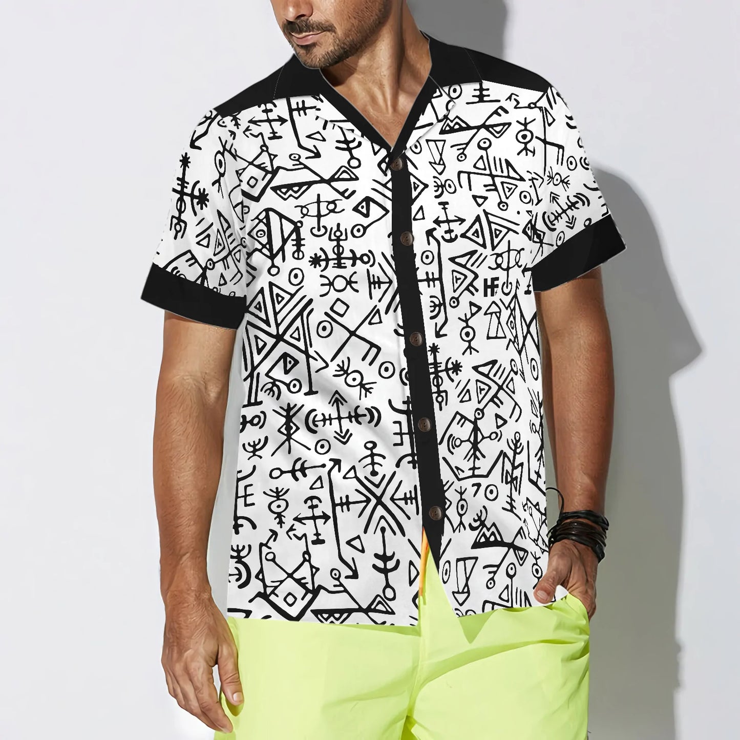 Ancient Viking Seamless Pattern Hawaiian Shirt, Symbol Ancient Aloha Shirt For Men & Women, Best Gift For Husband, Wife, Boyfriend, Girlfriend