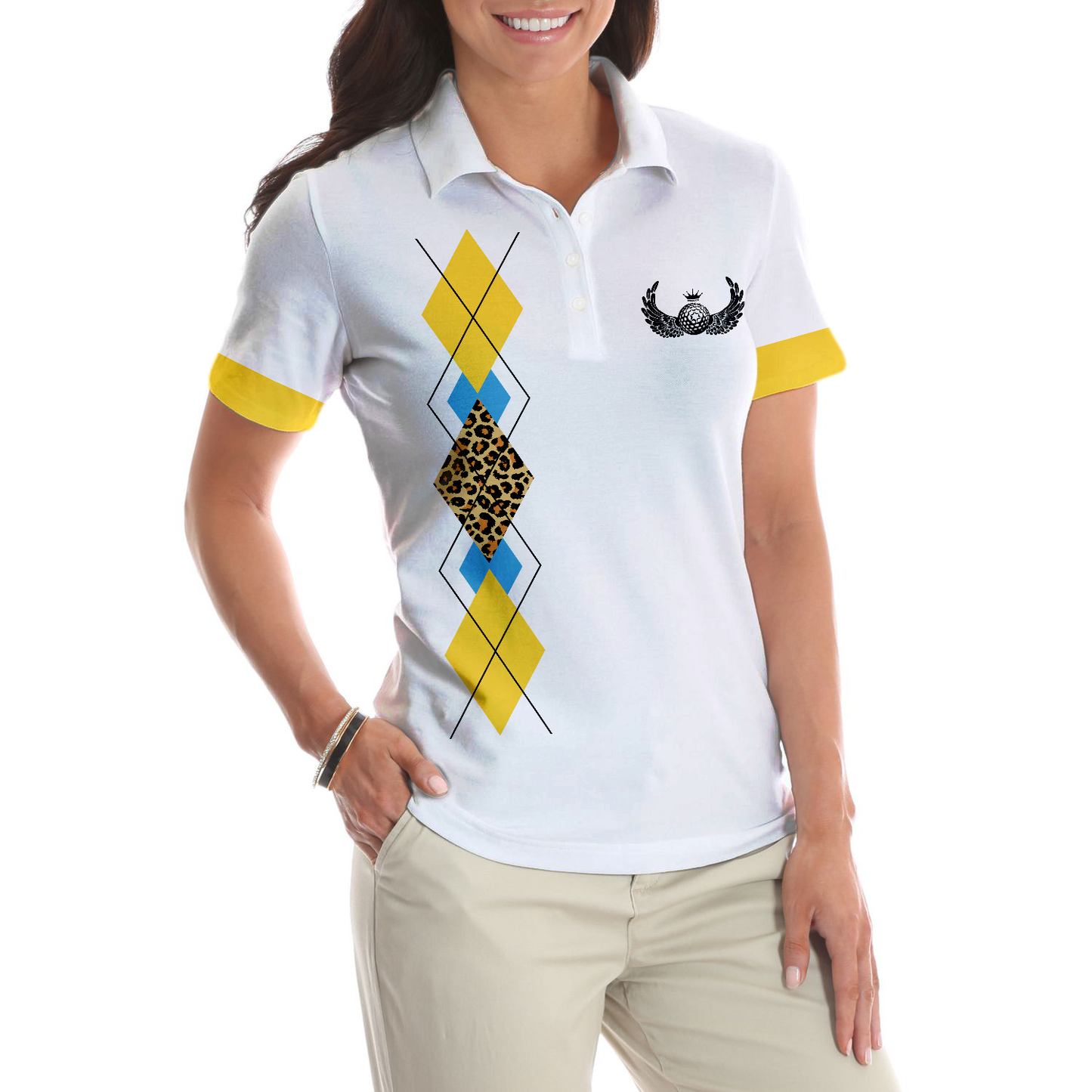 Funny Yellow And White Golf Short Sleeve Women Polo Shirt, Golf Grandmas Yell Loudest Golf Shirt For Ladies, Unique Female Golf Gift
