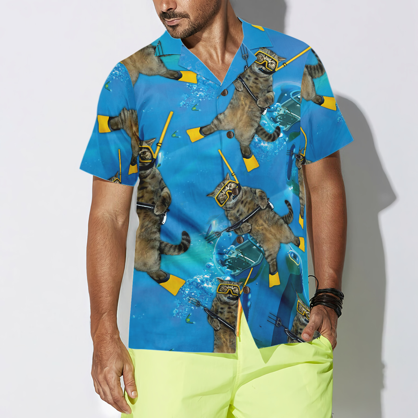 Cat Diver Hawaiian Shirt, Best Gift For Cat Lover, Husband, Wife, Boyfriend, Girlfriend, Friend, Family