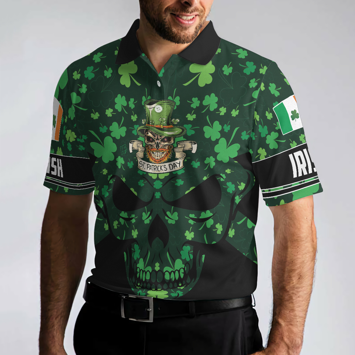 St Patrick’s Day Skull Polo Shirt, Cool Skull St Patrick's Day Polo Shirt, St Patrick Shirt For Men- Perfect Gift For Men, St Patrick Day