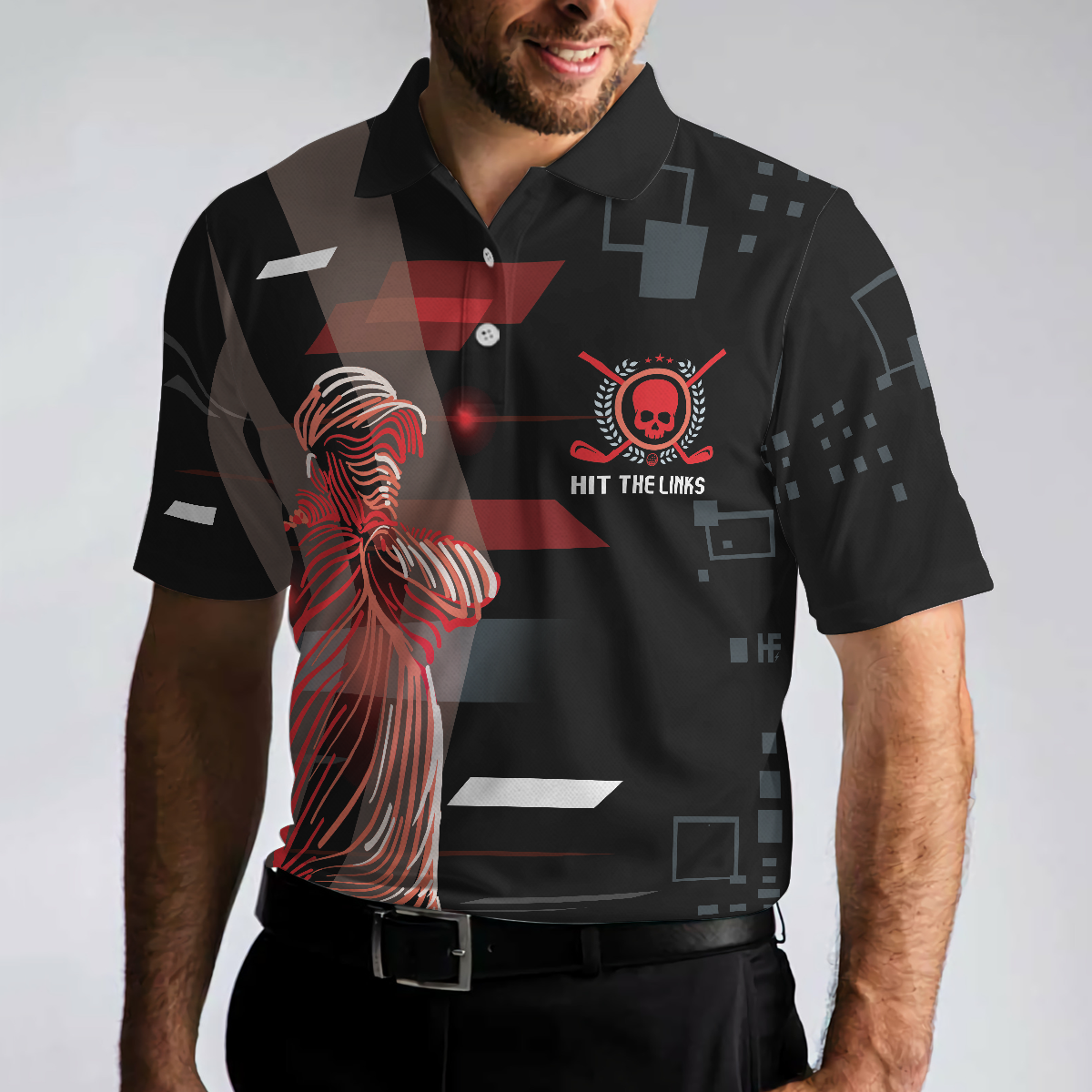 Can't Wait To Hit The Links Golf Digital Style Polo Shirt, Modern Skull Polo Shirt, Best Golf Shirt For Men