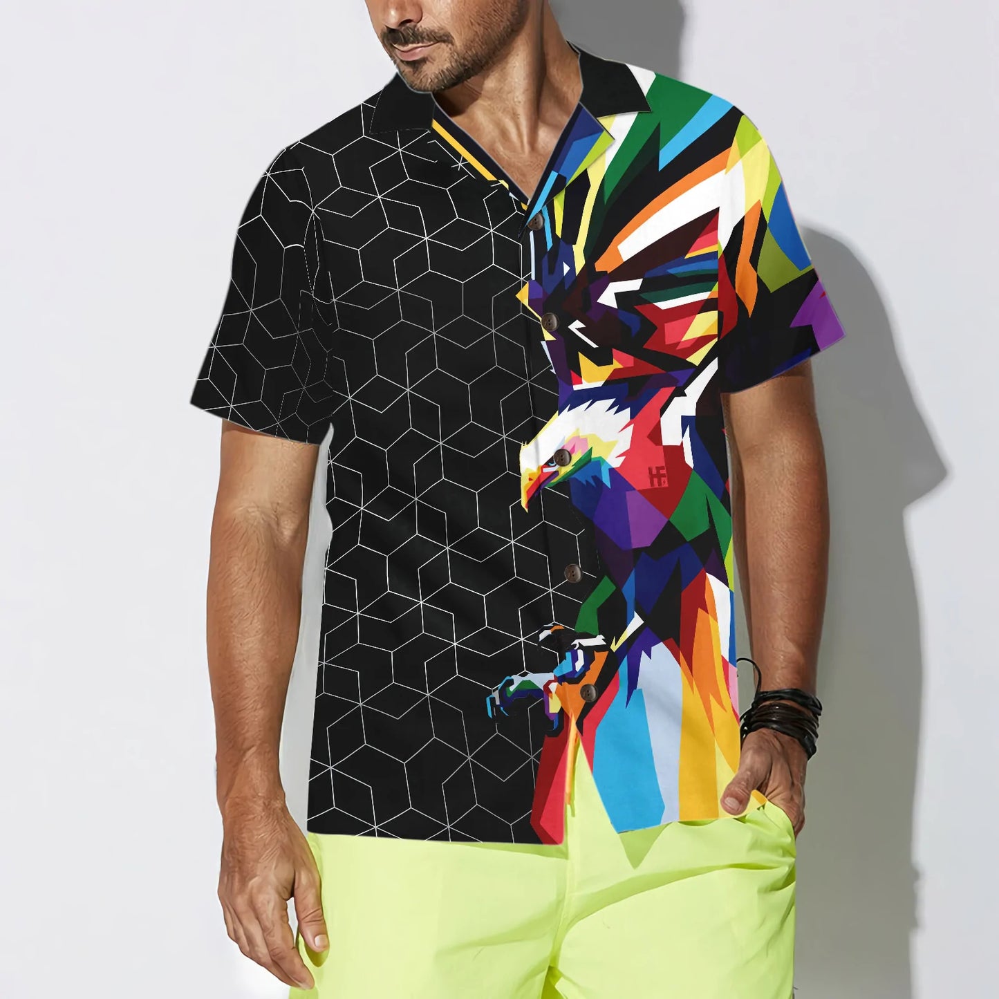 Awesome Colorful American Eagle Design Hawaiian Shirt, Colorful Eagle Aloha Shirts, Best Gift For Eagle Lovers, Husband, Wife, Boyfriend, Girlfriend