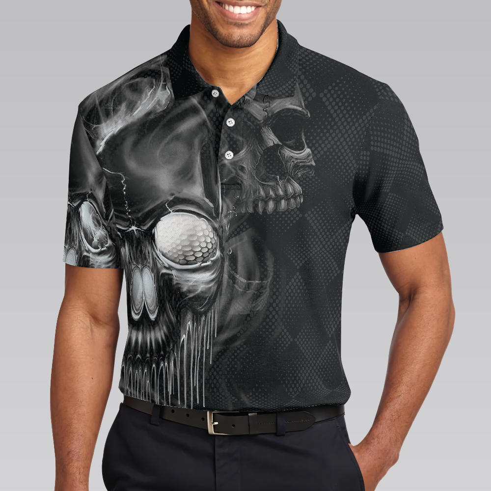 Scary Skull Golf Men Polo Shirt, Golf Shut Up Shirt Design For Men, Best Halloween Golf Gift For Golfers