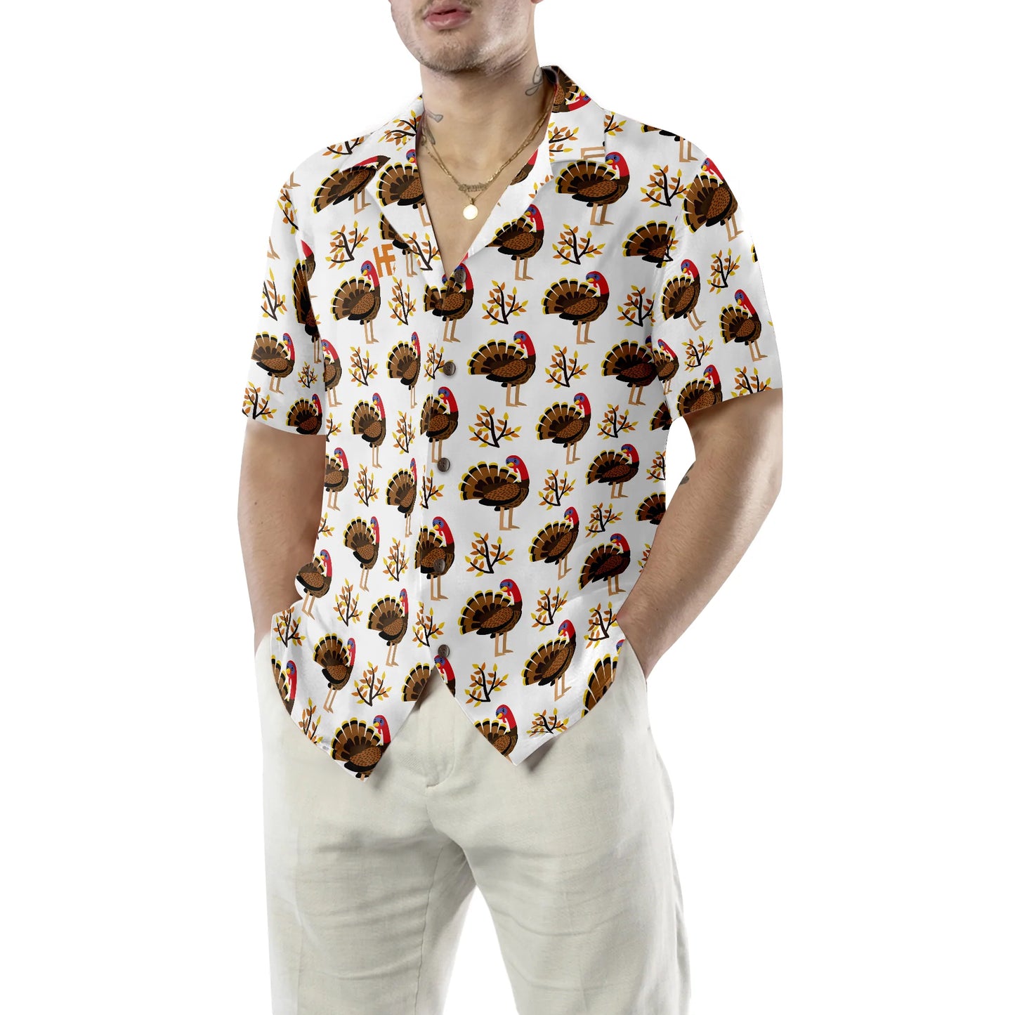Autumn Cute Turkey Birds Hawaiian Shirt, Birds Pattern Aloha Shirt For Men & Women, Best Gift For Summer, Husband, Boyfriend, Wife, Girlfriend