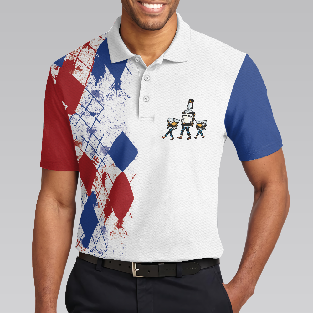 Golf If I'm Drunk Polo Shirt, Argyle Pattern Drinking Golf Polo Shirt For Men, Funny Golf Shirt With Sayings, Gift Ideas For Men Golfers
