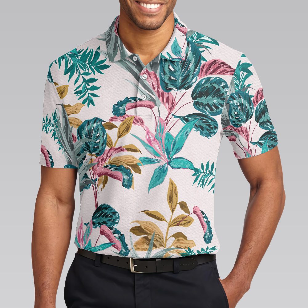 Exotic Tropical Plants Men Polo Shirt, Best Tropical Plant Polo Shirt For Adults, Tropical Themed Shirt