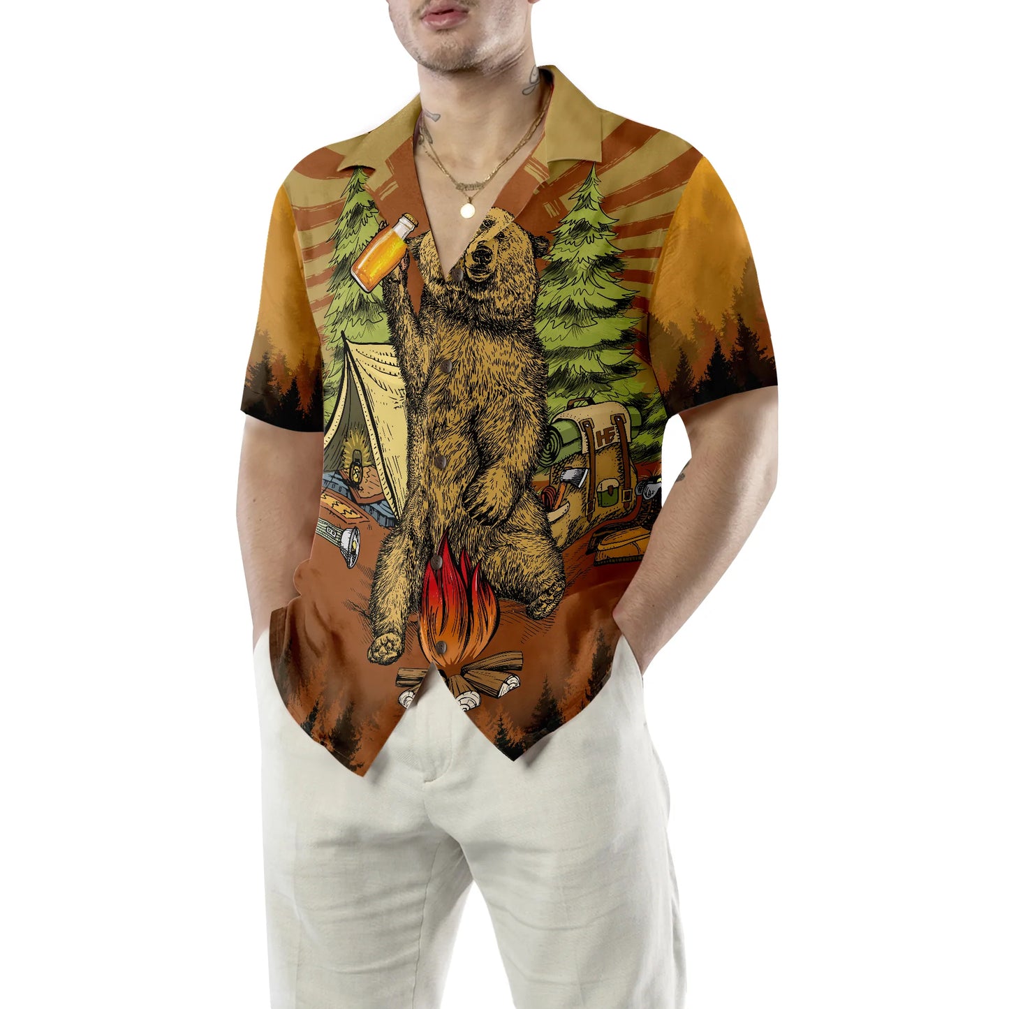 Beer Because No Great Campers Story With A Salad Hawaiian Shirt, Funny Camping With Bigfoot Aloha Shirt For Men, Camping Lovers Hawaiian Shirt, Perfect Gift For Beer Lovers, Friends, Husband, Boyfriend, Family