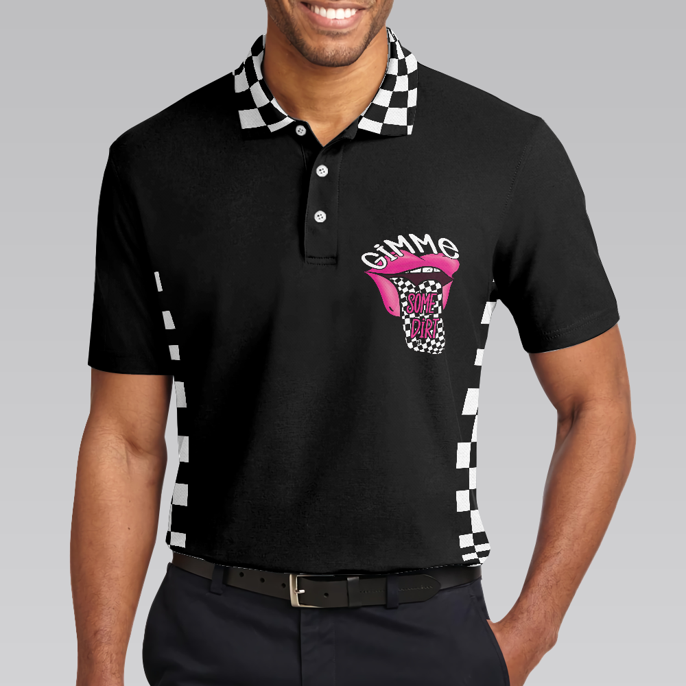 She Wants The D Dirt Track Racing Polo Shirt, Lips Girl Men Polo Shirt - Perfect Gift For Men