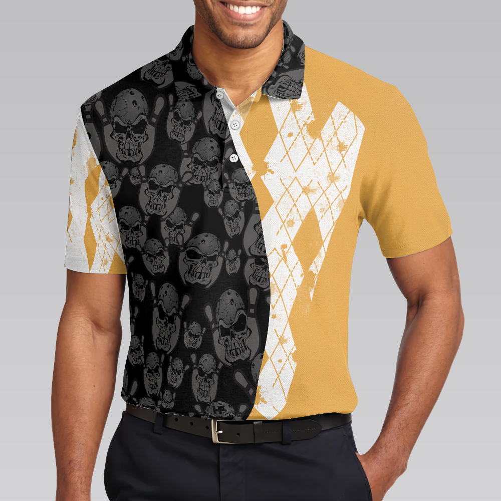 Bowling Men Polo Shirt - Bowling Dad Polo Shirt, Argyle Pattern Polo Shirt - Perfect Gift For Friend, Family, Bowling Lovers