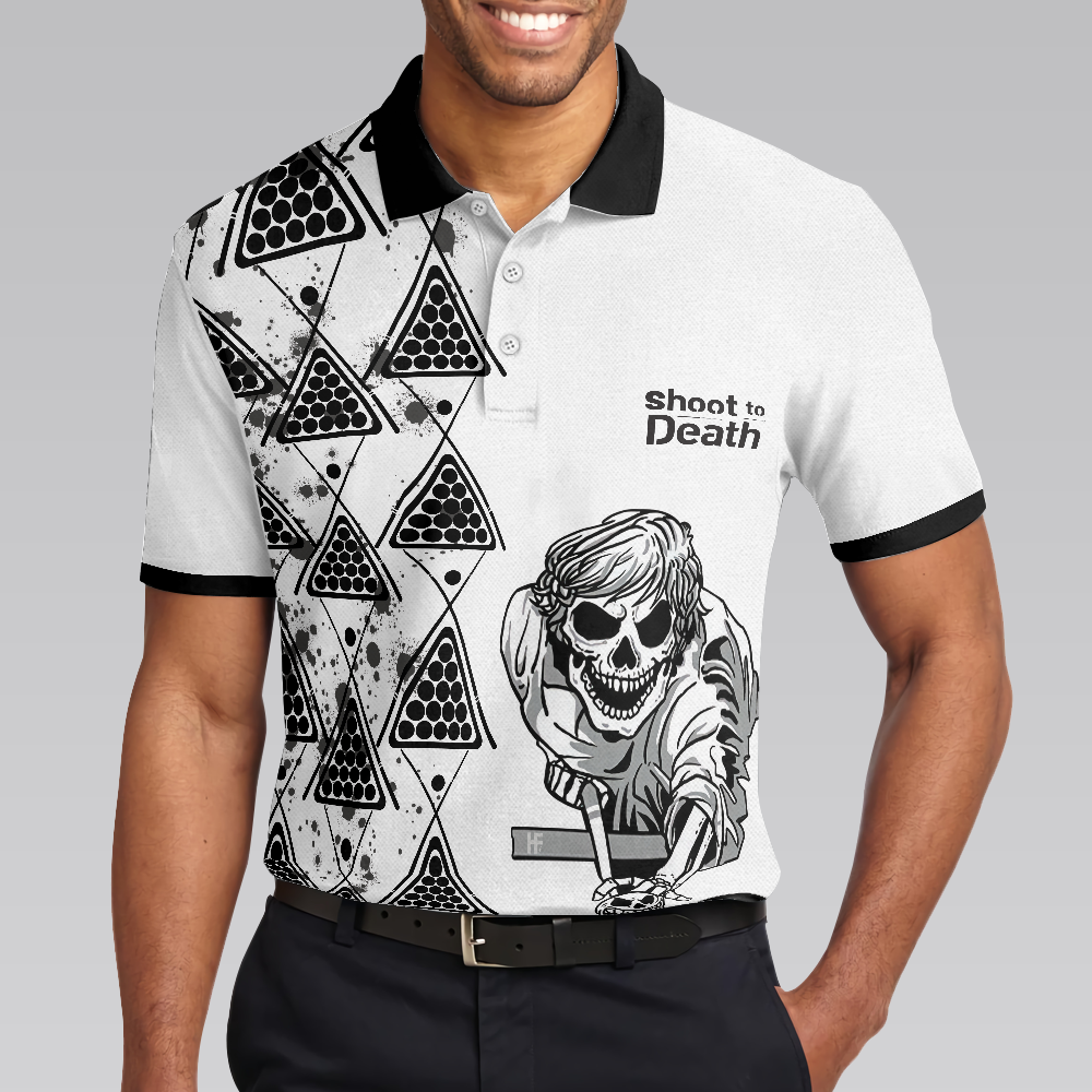 Men Polo Shirt - Billiards To Death Burry Me With Billiards Club Polo Shirt, Cool Skull Polo Shirt Design For Billiards Lovers