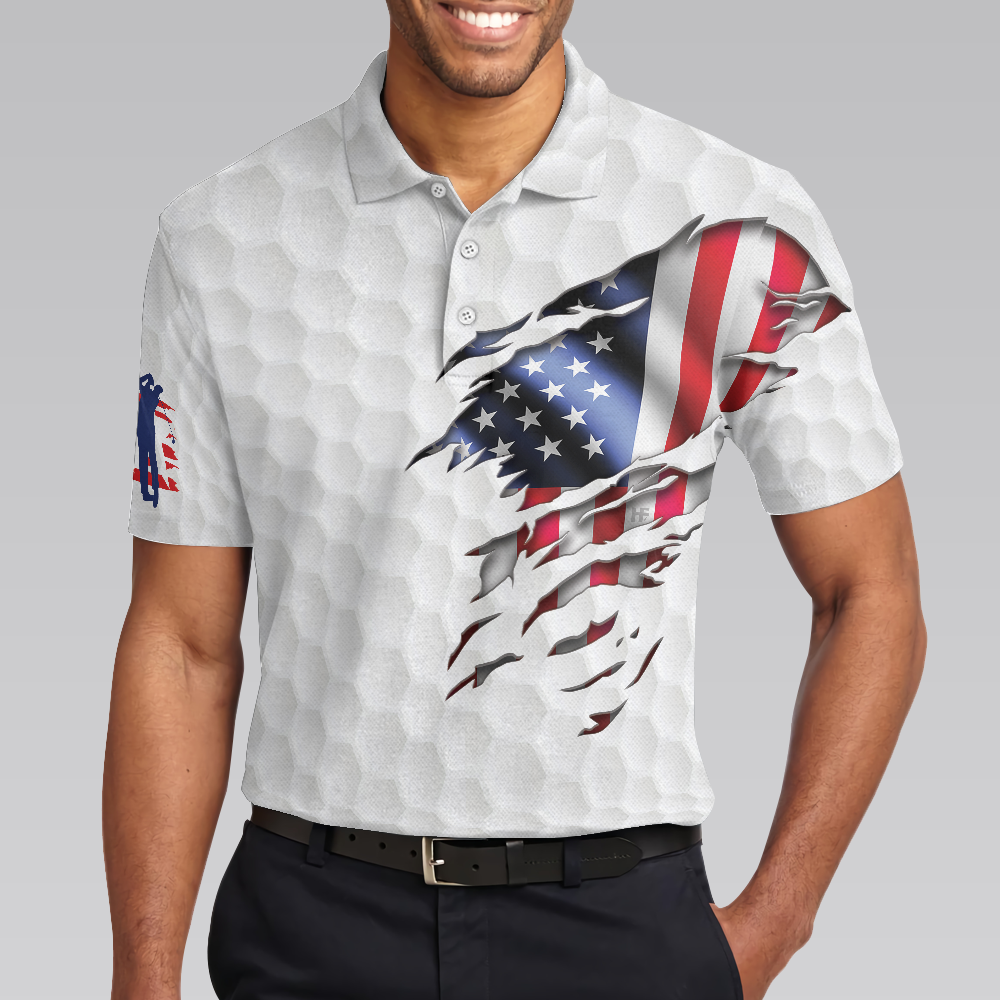 American Eagle Flag Golf Short Sleeve Men Polo Shirt, Golf American Flag Polo Shirt, Patriotic Golf Shirt For Men, Gift For Golfers