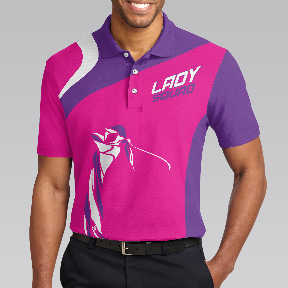 Girl Squad Golf Short Sleeve Polo Shirt, Purple And Pink Golf Team Polo Shirt For Men And Women, Gift For Golfers