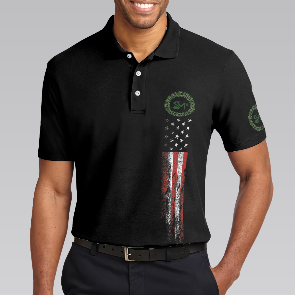 SM Dark Theme American Flag Polo Shirt, Best Polo Shirt For Golfers - Perfect Gift For Men, Golfers