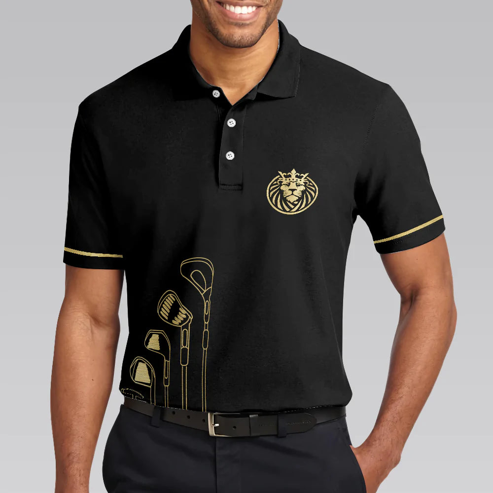 Live Like A King Playing Golf Black And Gold Polo Shirt, Luxury Golfer Polo Shirt, Best Golf Shirt For Men