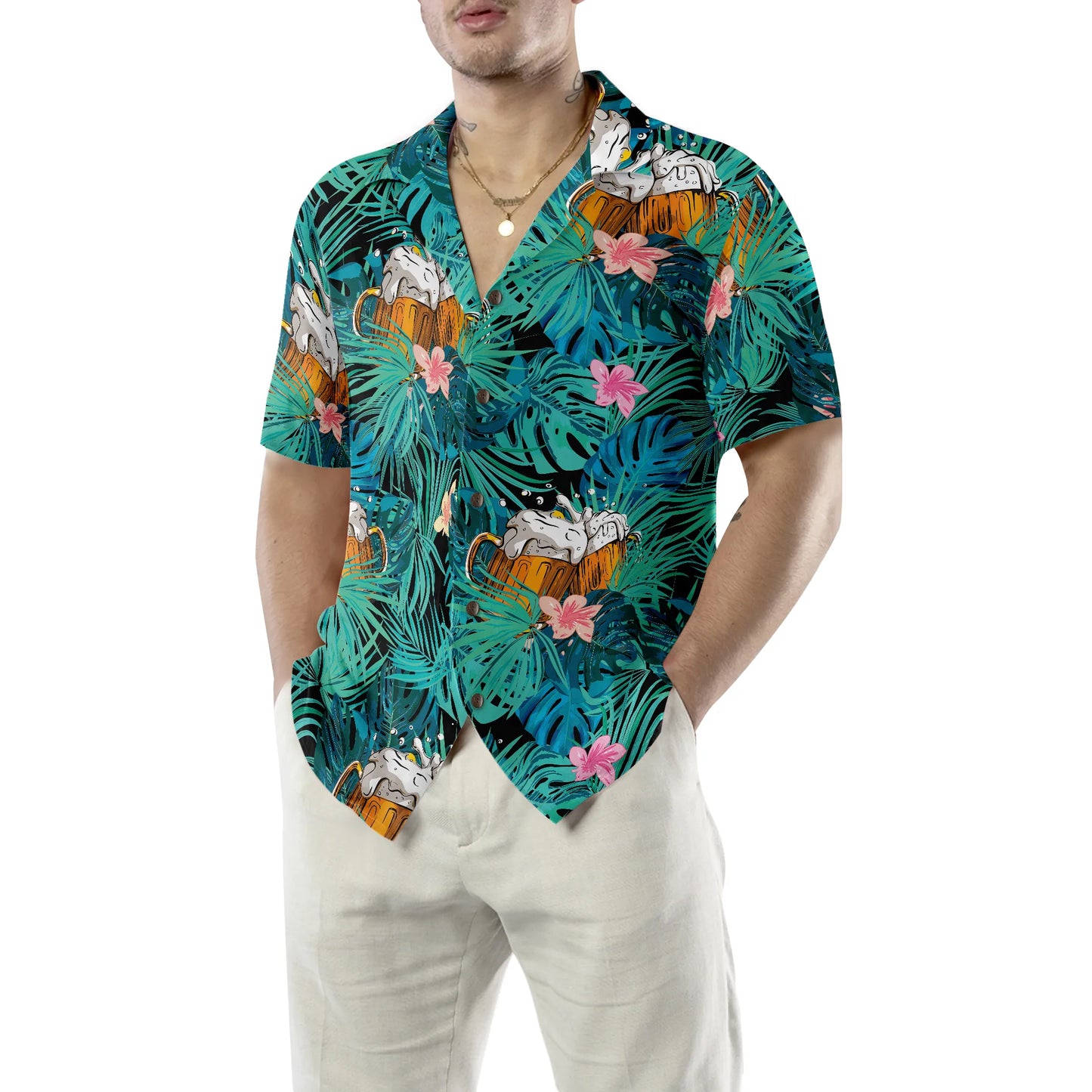 Beer Tropical Hawaiian Shirt, Beer Tropical Summer Flowers And Leaves Aloha Shirt For Men And Women, Perfect Gift For Beer Lovers, Friends, Husband, Boyfriend, Family