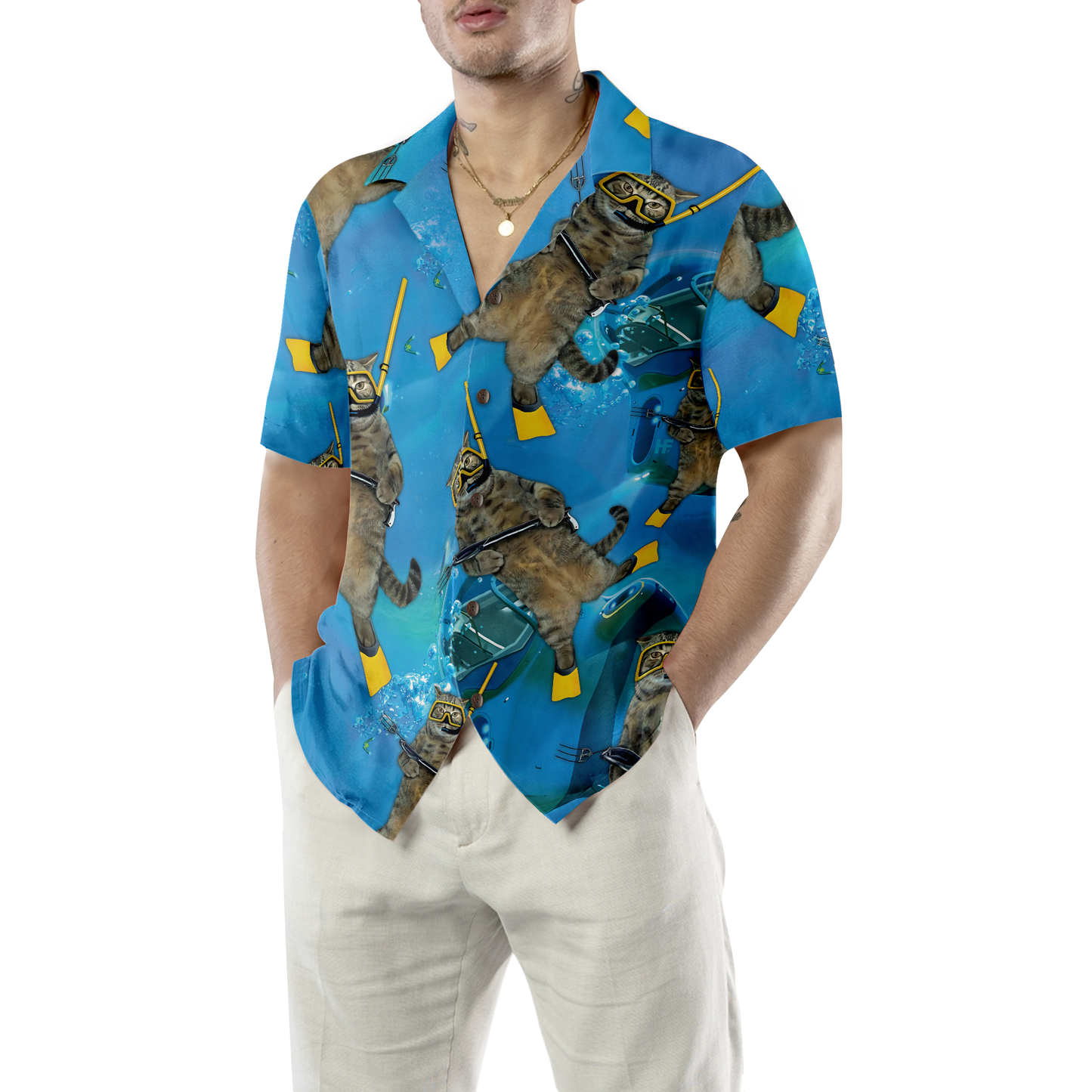 Cat Diver Hawaiian Shirt, Best Gift For Cat Lover, Husband, Wife, Boyfriend, Girlfriend, Friend, Family