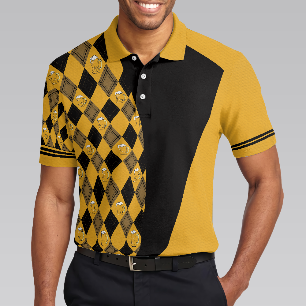 Golf Polo Shirt, Swing Swear Drink Repeat Polo Shirt, Argyle Pattern Golf Shirt For Male Golfers, Skull Golf Shirt - Perfect Gift For Men, Golfers