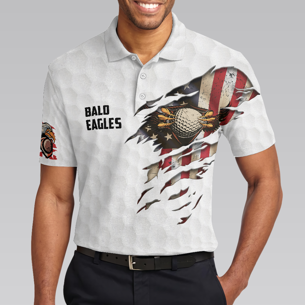 Men Polo Shirt - Bald Eagles Polo Shirt - Gift For Men - American Flag Shirt For Men