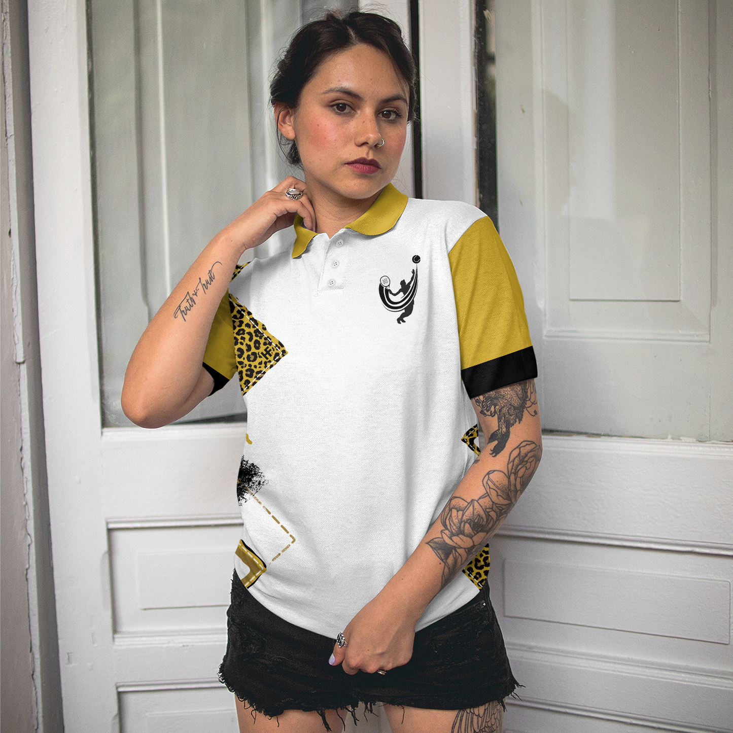White And Yellow Tennis Women Polo Shirt, Grab Your Balls We're Going To Play Tennis Short Sleeve Polo Shirt For Ladies, Gift For Tennis Lovers
