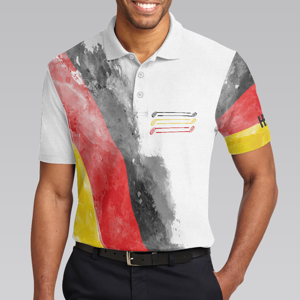 German Flag Special Golf Pattern Men Polo Shirt, Waterbrush Polo Shirt, Best Golf Shirt For Men