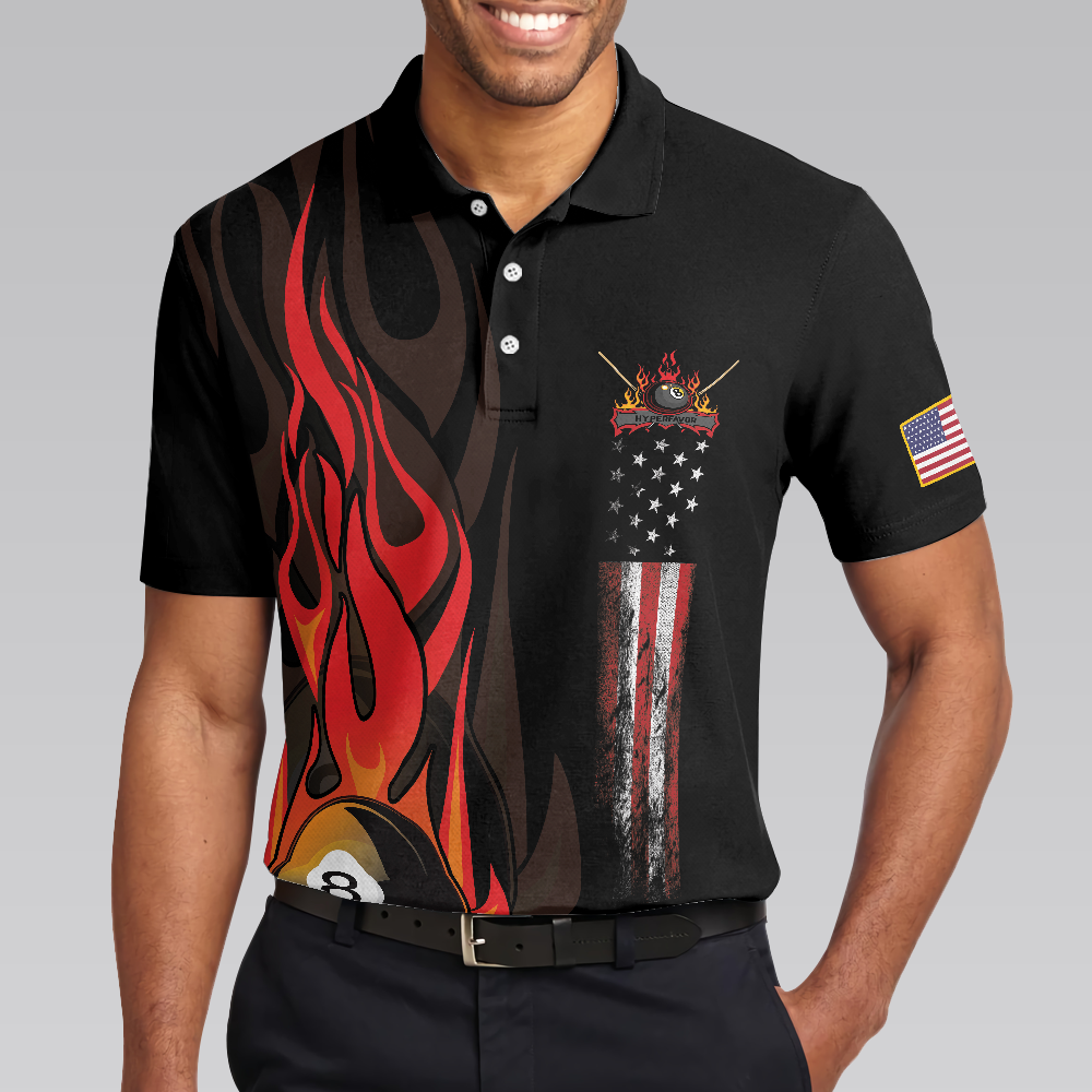 American Flag Billiards Men Polo Shirt, Eat Sleep Pool Repeat Billiards Shirt For Men, Funny Sayings Shirt, Gift For Golfers
