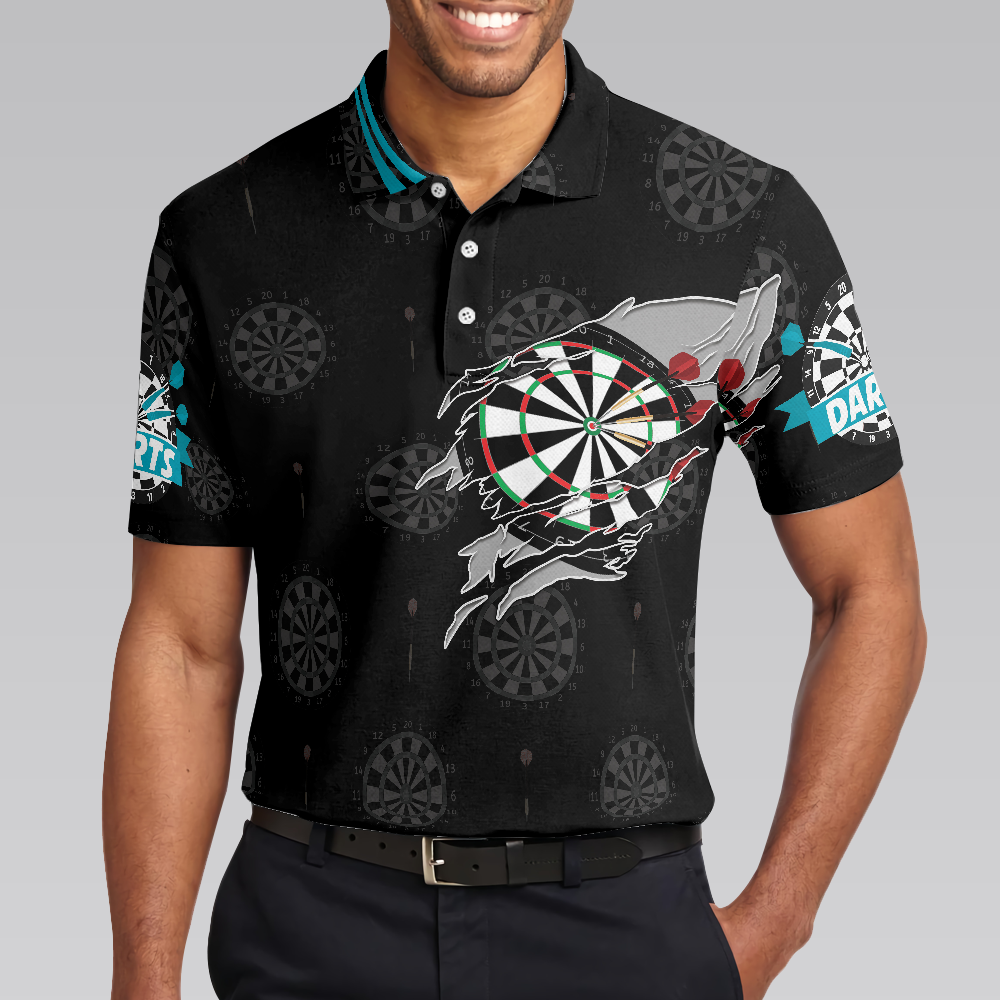 Men Polo Shirt - Born To Play Darts Shirt For Men Polo Shirt, Black Darts Shirt, Top Gift Idea For Male Darts Players - Best Polo Shirt For Men