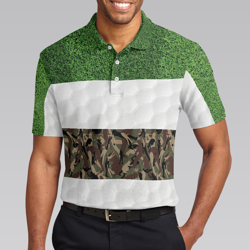 Golf In Green And Camouflage Pattern Golf Men Polo Shirt, Cool Golf Shirt For Men, Best Gift For Golfers