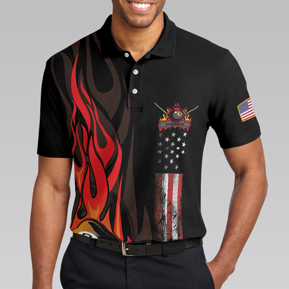 Dinosaur Poolasaurus Flame Skull Billiards Polo Shirt, Short Sleeve Jurassic Billiards Shirt For Men, Gift For Billiards Lovers