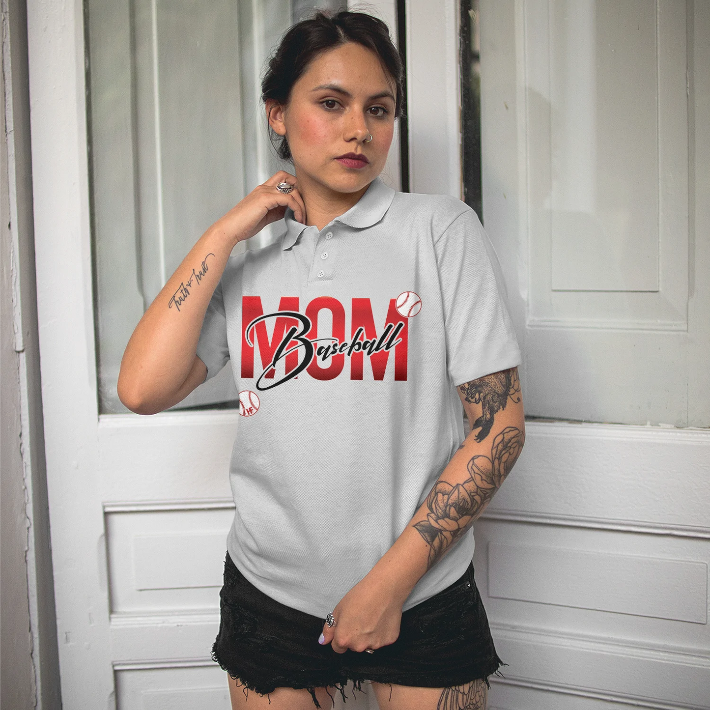 Live Life By The Seams Short Sleeve Women Polo Shirt, Baseball Mom Polo Shirt, Cool Baseball Shirt For Ladies