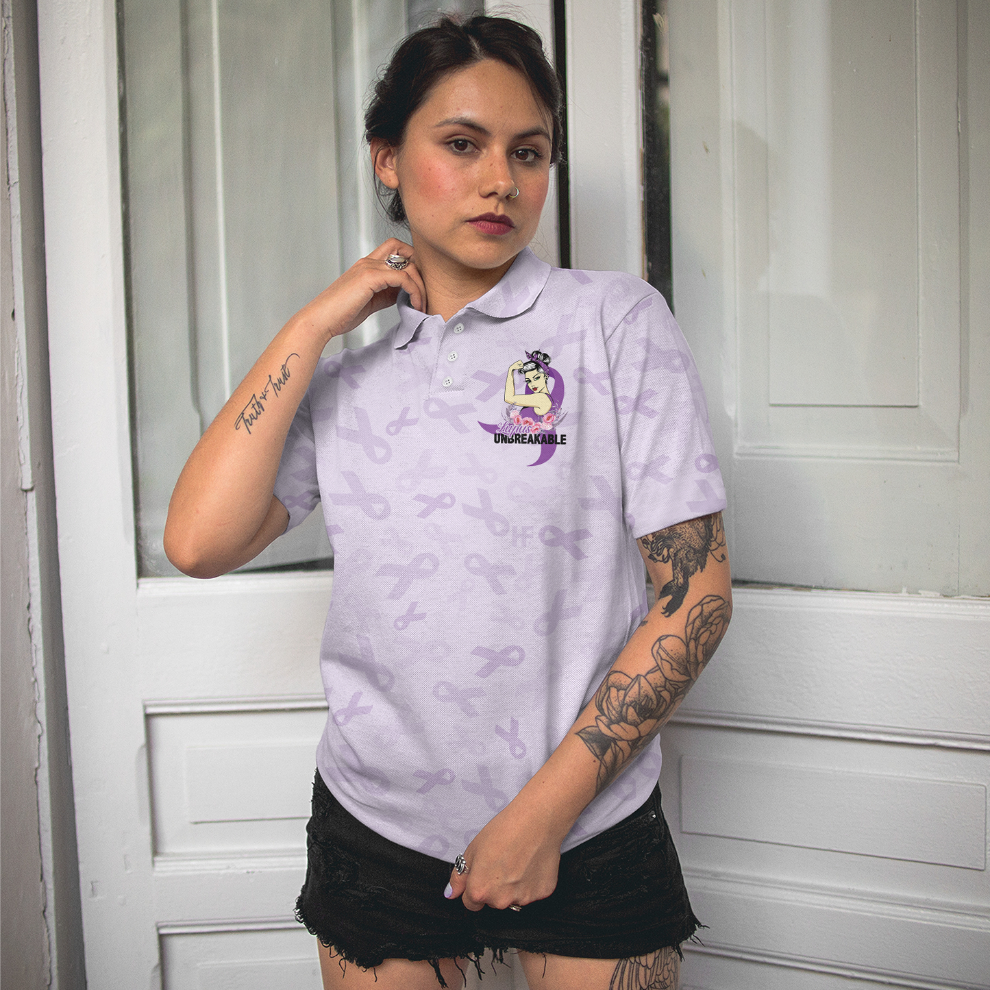 Butterfly Believe Lupus Awareness Polo Shirt, Lupus Month Awareness Ribbon Polo Shirt, Best Lupus Shirt For Women, Best Gift for Ladies