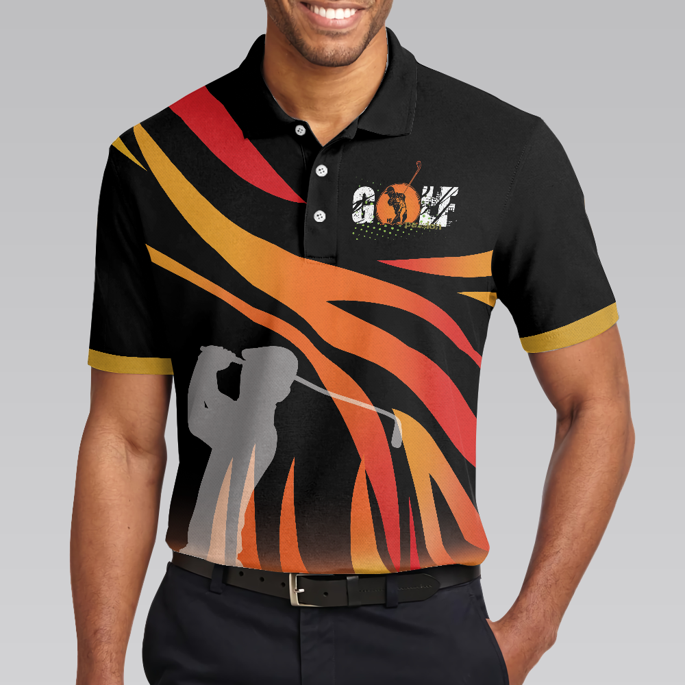 Golf In Passion Golf Men Polo Shirt, Black Flame Golf Shirt For Men, Cool Gift For Golfers