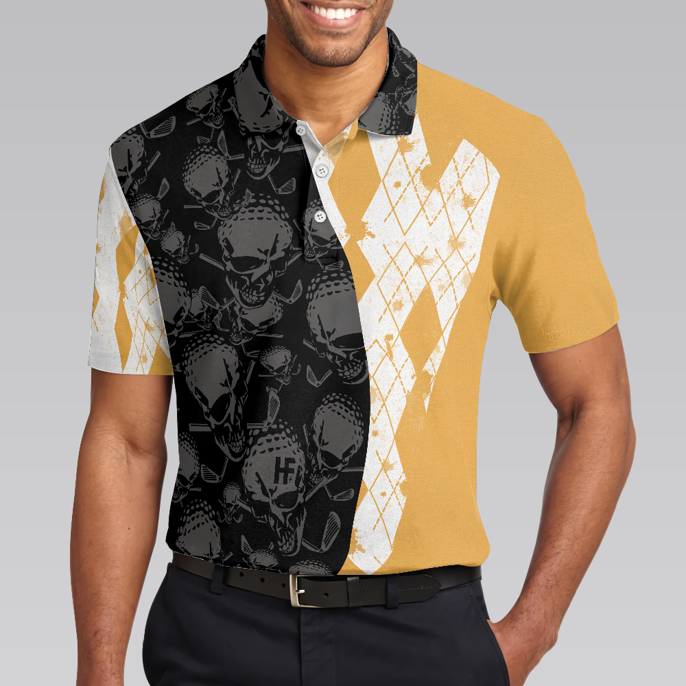 Skull Golfing Men Polo Shirt, Golf & Beer That Is Why I Am Here Skull Shirt For Men, Best Golf Shirt For Male Golfers