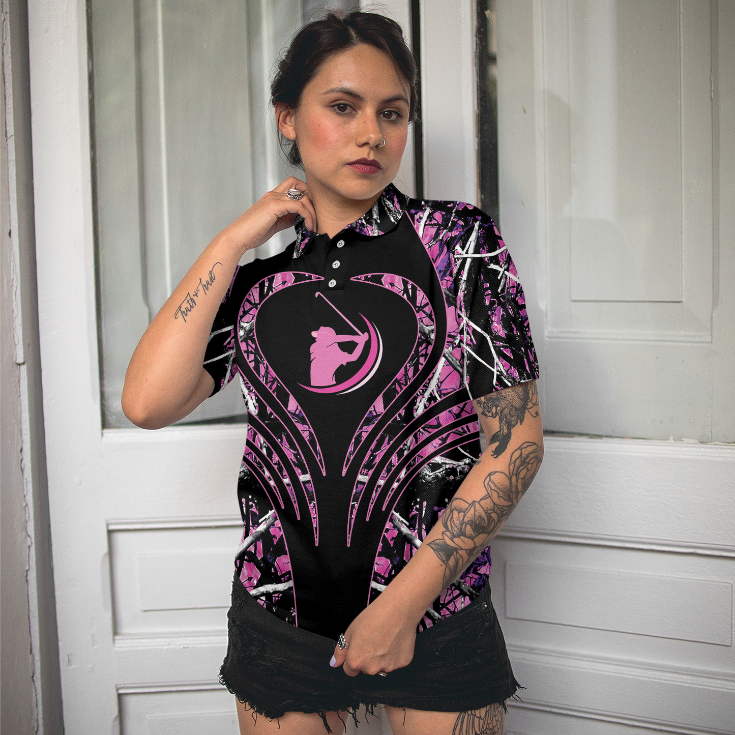 Thinning Layout Camouflage Pattern I'm Not Swearing I'm Using My Golf Words Golf Short Sleeve Women Polo Shirt - Perfect Gift For Women