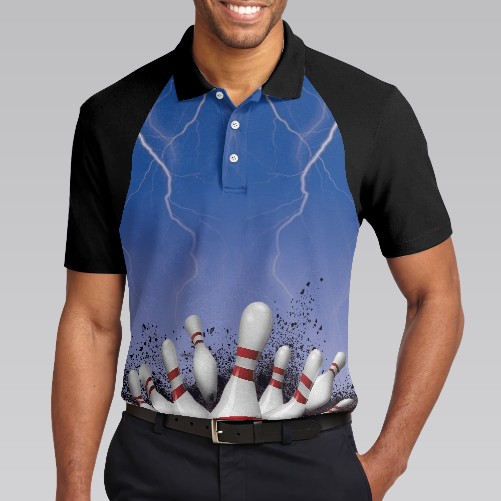 Spare No One Bowling Polo Shirt, Black And Blue Tenpin Bowling Shirt For Men, Cool Bowling Gift Idea - Perfect Gift For Men, Bowlers