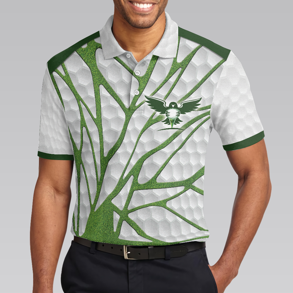Men Polo Shirt - Birdie Chaser Golfer Golf Polo Shirt, White and Green Birdie Golfing Shirt For Men, Best Golf Gift for Golfers