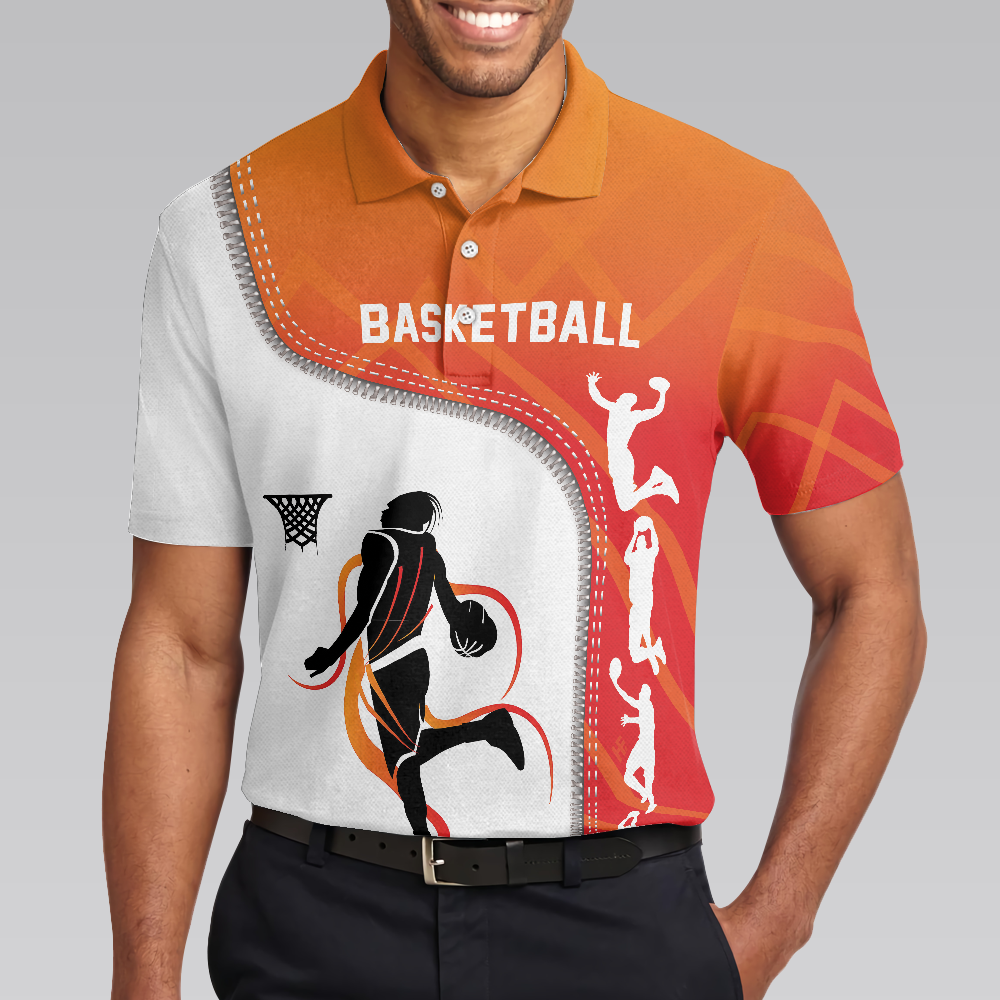 Basketball Life Men Polo Shirt, White Basketball Themed Shirt For Adults, Best Shirt For Basketball Players, Gift For Basketball Lovers