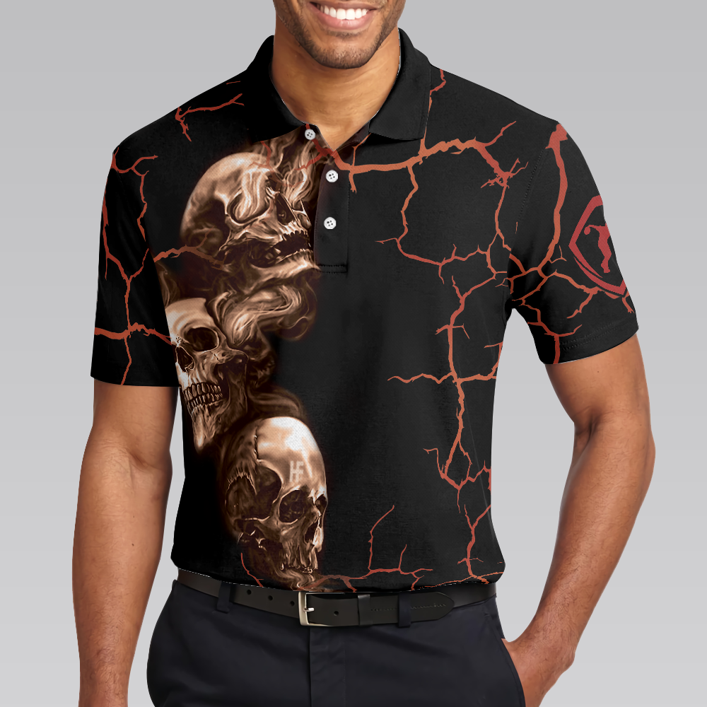Billiard Aim Shoot Men Polo Shirt, Scary Skull Billiards Shirt For Men, Best Halloween Billiards Gift Idea