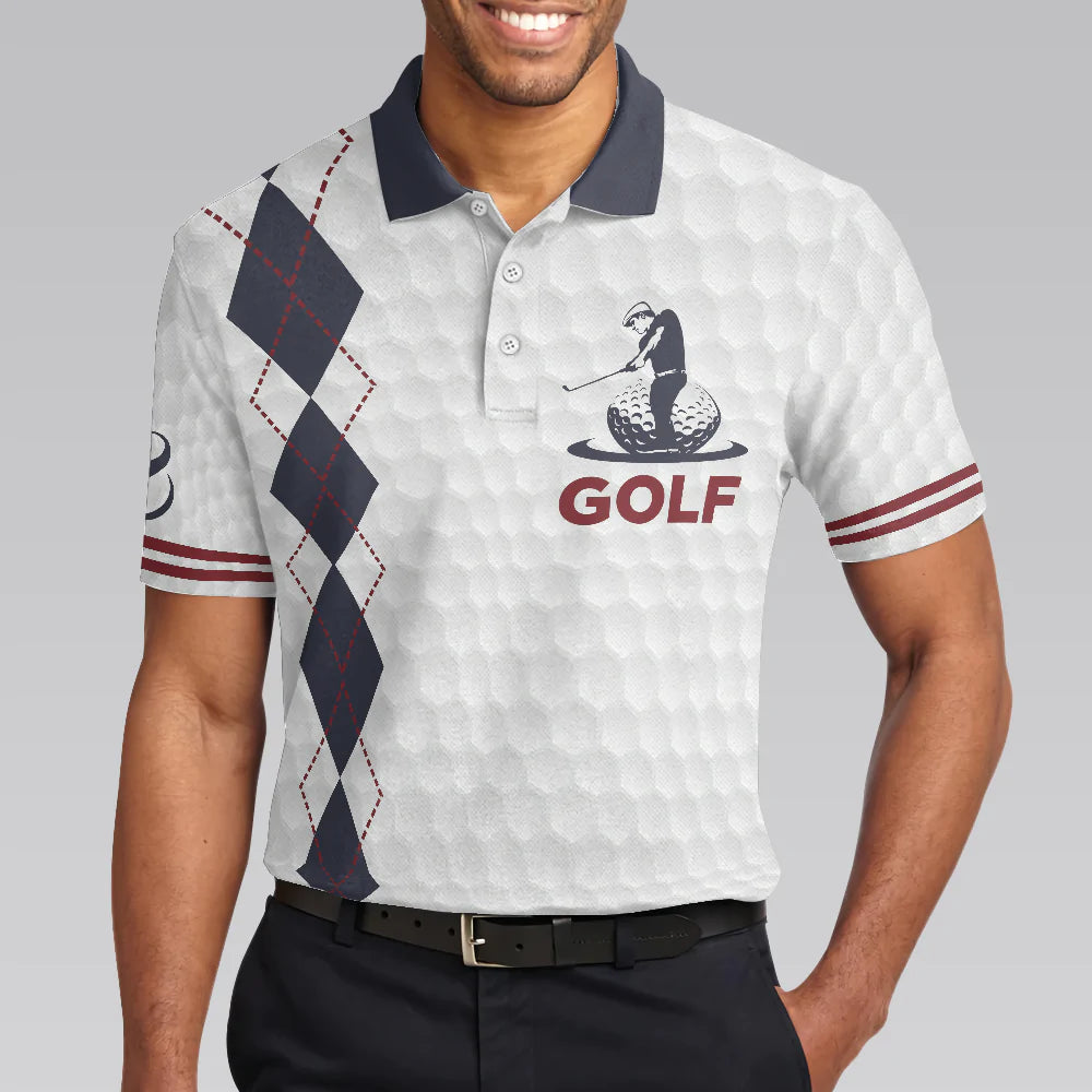 Life Is Short Swing Hard Golf Polo Shirt, Grey Argyle Polo Shirt For Golfers, Basic Golf Shirt Design, Best Gift For Men