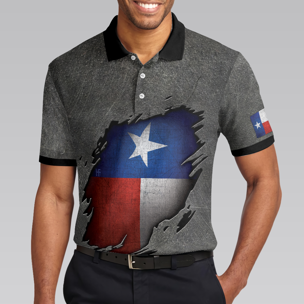 Ripped Texas Flag Polo Shirt For Golf, Grunge Texas Polo Shirt, Texas Proud Shirt For Men - Perfect Gift For Men, Golfer Men