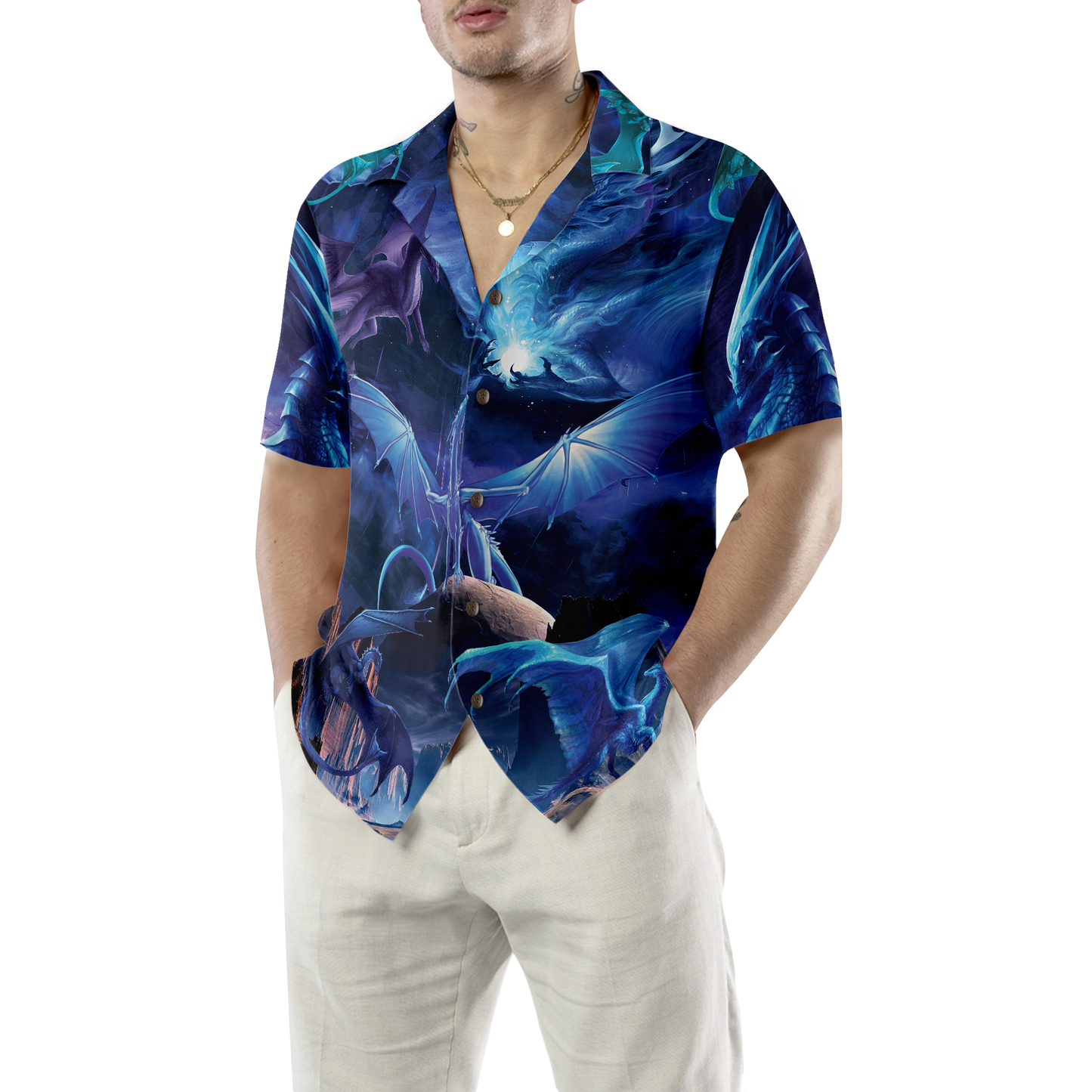 Blue Universe Dragon Hawaiian Shirt, Best Gift For lover, Friend, Family