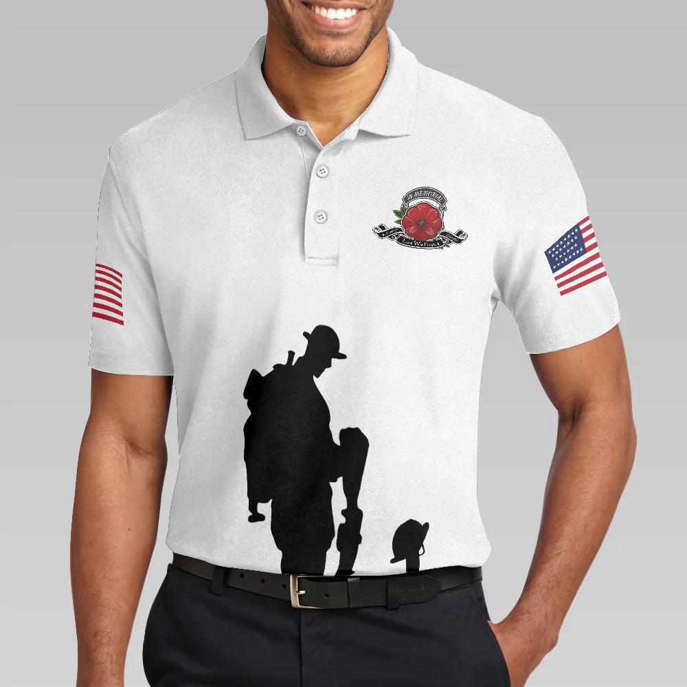 White American Flag Veteran's Day Men Polo Shirt, Lest We Forget Veteran Polo Shirt, Best Gift For Veterans